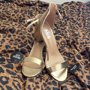 SHEIN Gold Ankle Strap Heels